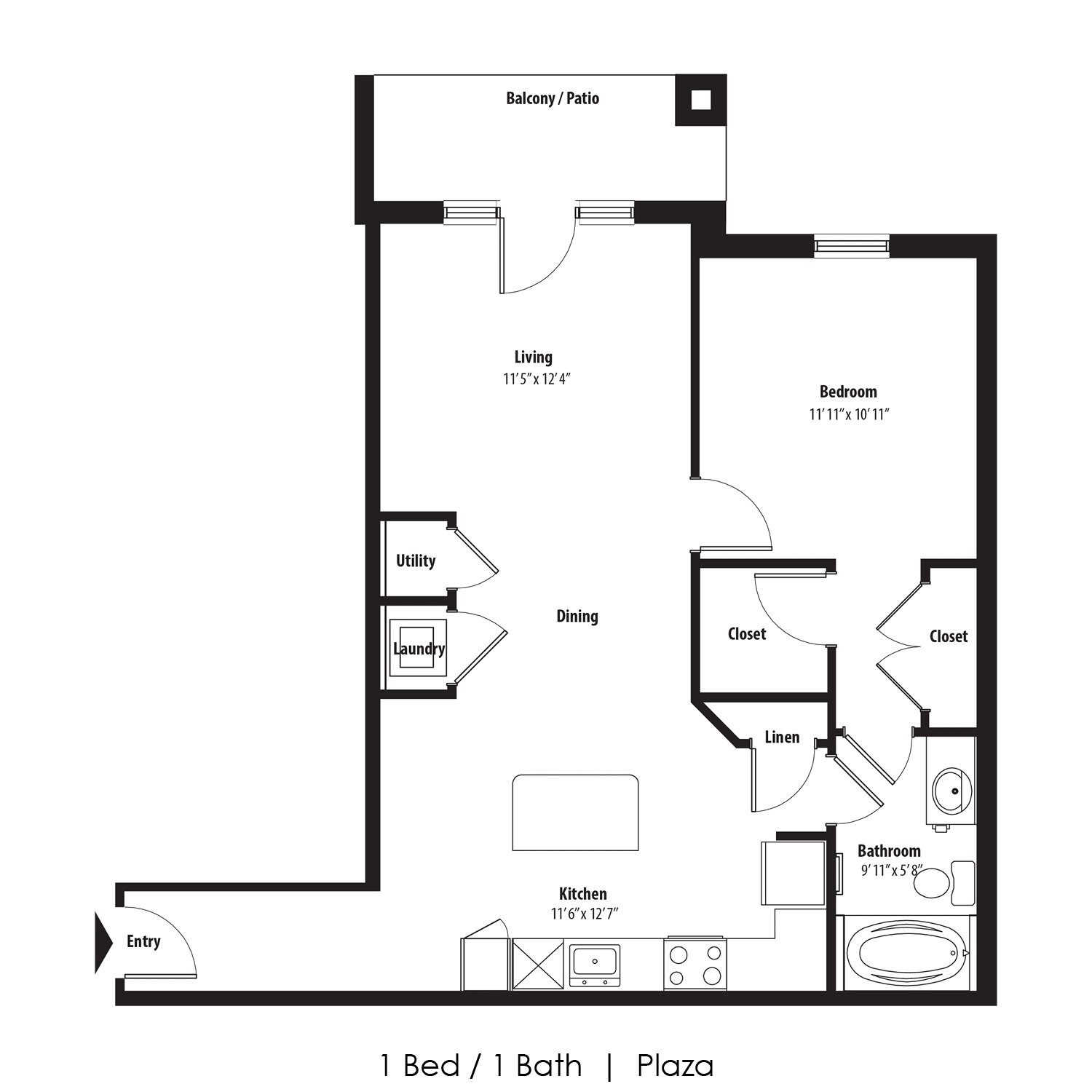 1 Bedroom Floor Plan at Legacy Commons, Omaha, NE